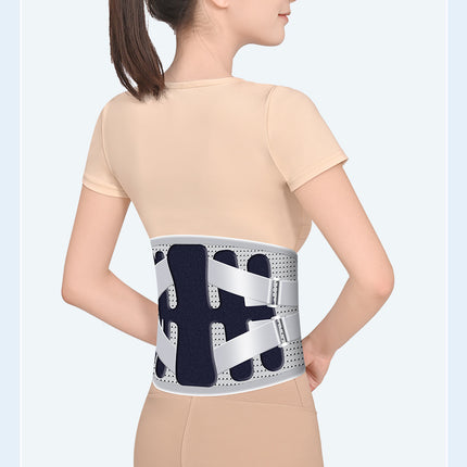Size L Grey Wide Breathable Lumbar Support Belt  – Adjustable Back Brace for Pain Relief & Posture Correction