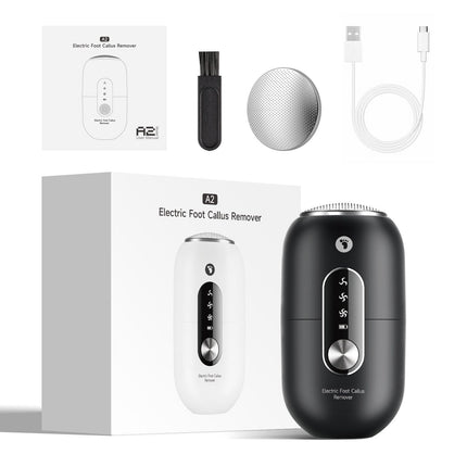 Black 2-in-1 Electric Foot Care Device – Cordless Callus Remover & Skin Polisher with Dual Heads