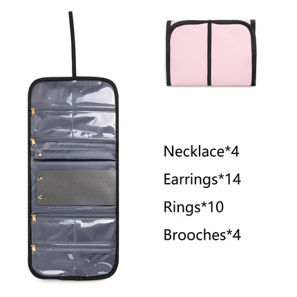 Large Capacity Travel Makeup Backpack with 5 Removable Organizer Cases & Jewelry Roll(pink)