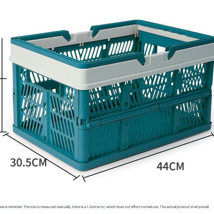 Large Collapsible Storage Basket with Handles - Portable Folding Crate for Shopping, Picnics & Car Trunk(blue)