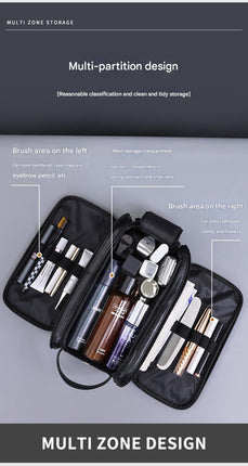 Large Capacity PU Leather Toiletry Bag - Multi-Compartment Dopp Kit & Cosmetic Organizer(black)