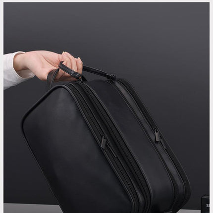 Large Capacity PU Leather Toiletry Bag - Multi-Compartment Dopp Kit & Cosmetic Organizer(Brown)