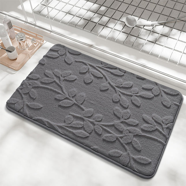Plush Embossed Leaf Bath Mat