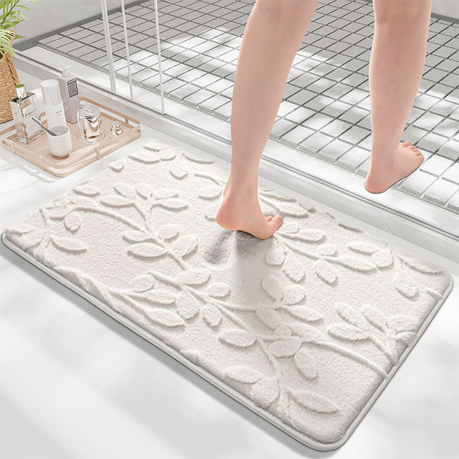 Plush Embossed Leaf Bath Mat – product detail