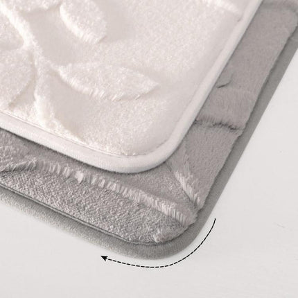 Plush Embossed Leaf Bath Mat - Ultra Soft, Absorbent & Non-Slip Bathroom Rug(Dark gray 50*80㎝)