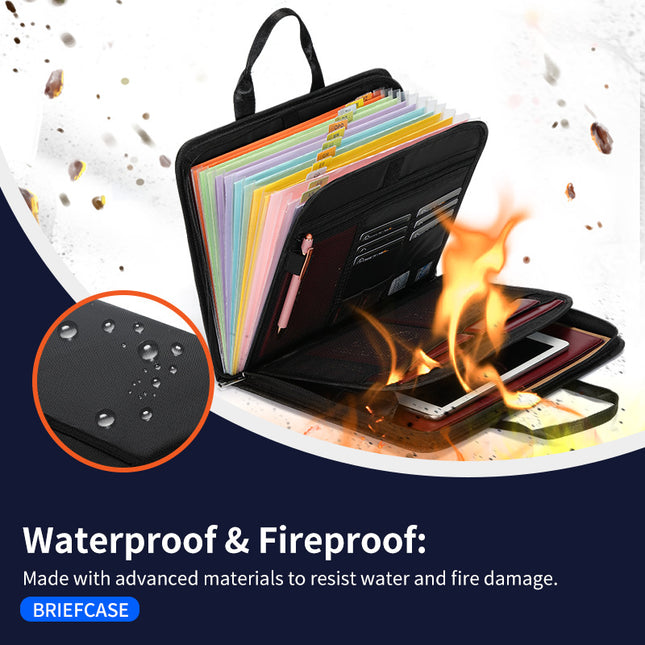 Fireproof & Waterproof Expanding File Folder Organizer with Zipper