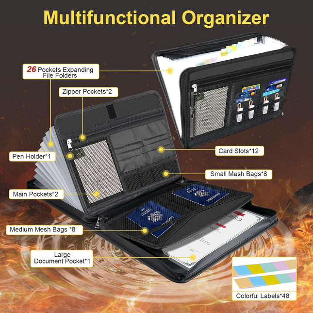 Fireproof & Waterproof Expanding File Folder Organizer with Zipper – product detail