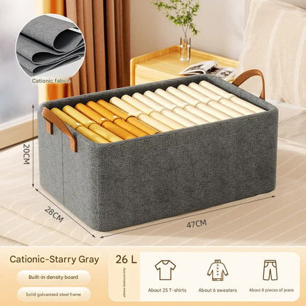 2pc Foldable Fabric Storage Bin with Steel Frame & Handles