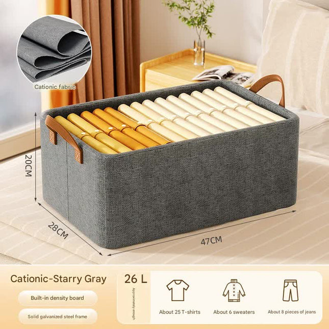 2pc Foldable Fabric Storage Bin with Steel Frame & Handles