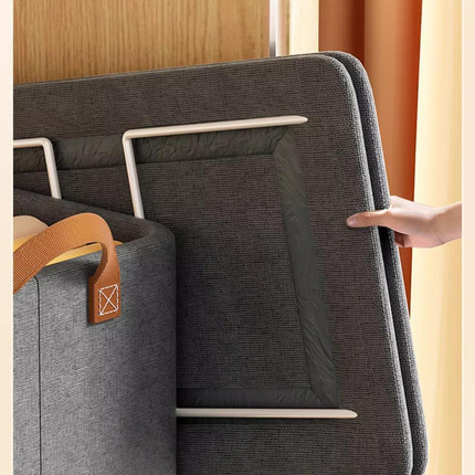 2pc Foldable Fabric Storage Bin with Steel Frame & Handles – product features
