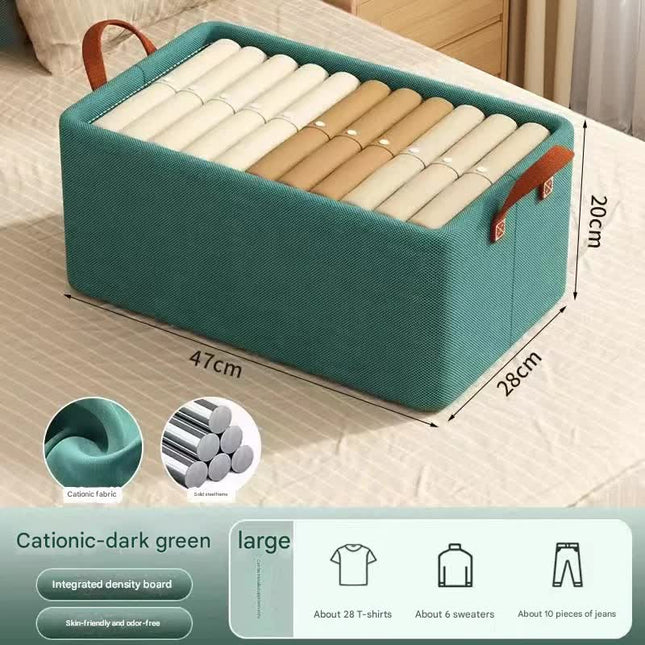 2pc Foldable Fabric Storage Bin with Steel Frame & Handles