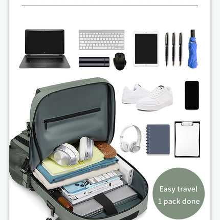 4-in-1 Convertible Travel Backpack & Briefcase - Large Capacity, 16" Laptop Compartment, USB Port(Green)