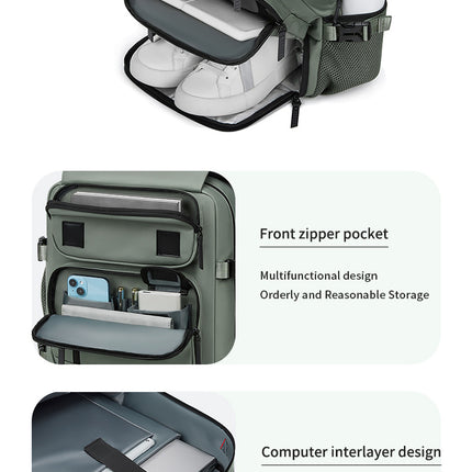 4-in-1 Convertible Travel Backpack & Briefcase - Large Capacity, 16" Laptop Compartment, USB Port(Green)