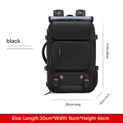 4-in-1 Convertible Travel Backpack & Briefcase - Large Capacity, 16" Laptop Compartment, USB Port(Black)