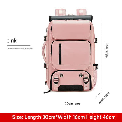 4-in-1 Convertible Travel Backpack & Briefcase - Large Capacity, 16" Laptop Compartment, USB Port(Pink)