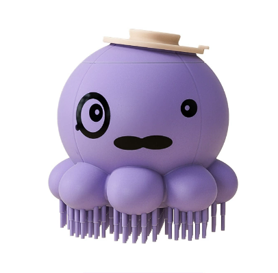 Purple 2-Pack Pet Bath Brush with Shampoo Dispenser