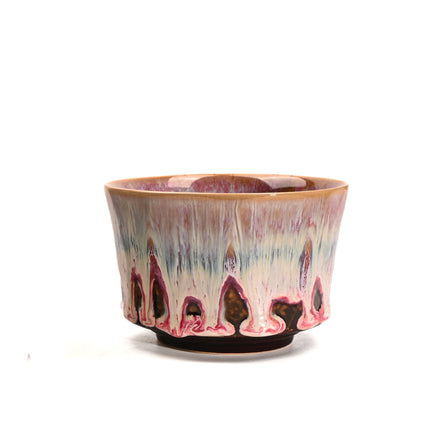 Pink 225ml Ceramic Kiln Glazed Coffee Latte Art Cup - Retro Style Matcha Bowl
