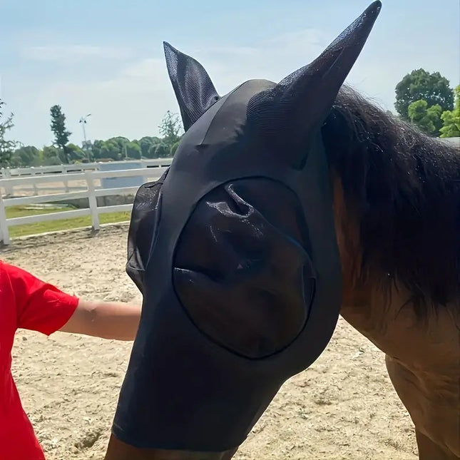 Black 2-PCS Breathable Horse Fly Mask Set