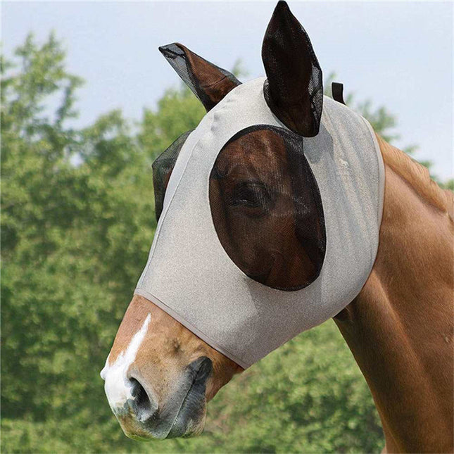 Grey 2-PCS Breathable Horse Fly Mask Set