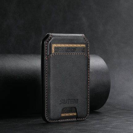 Black Slim Magnetic Wallet with Kickstand for MagSafe - PU Leather Card Holder