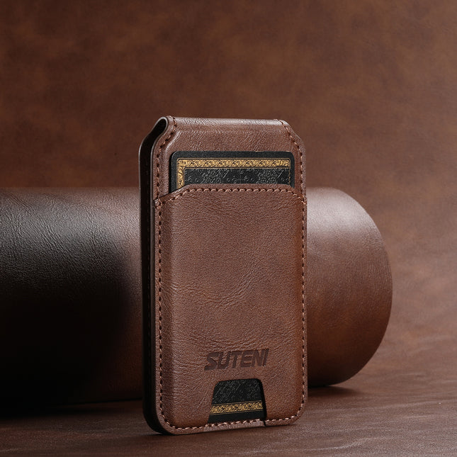 Brown Slim Magnetic Wallet with Kickstand for MagSafe