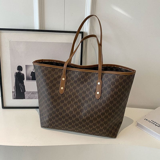 Coffee Chic Monogram Print Tote Bag