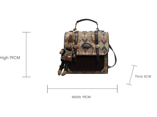 Green Vintage Geometric Print Convertible Mini Backpack – product detail