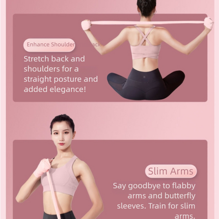 Pink Thickened 1.5m 45 lbs Yoga & Fitness Resistance Stretch Bands (Set of 2) for Full-Body Workout & – product detail