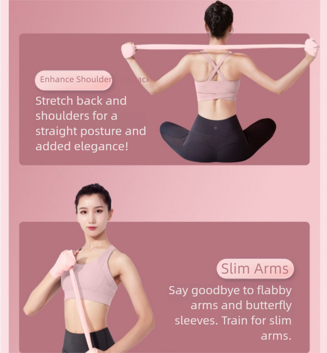 Pink Thickened 2m 60 lbs Yoga & Fitness Resistance Stretch Bands (Set of 2) for Full-Body Workout & – product detail