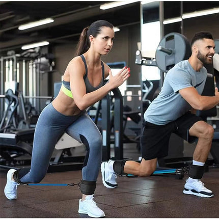 Red-blue-green  Black SnapResistance Bands Set with Ankle Straps for Glute Kickbacks & Leg Workouts (10-30lbs)