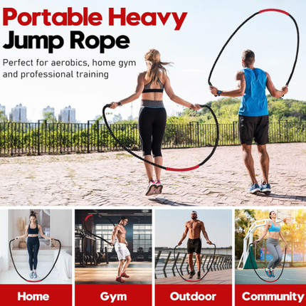 Black-red Heavy Duty Battle Rope for Jumping (25mm) - Intense Full-Body Workout for Core Strength & Muscle Training