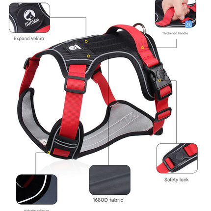 Blue S Adjustable No-Pull Dog Harness and Leash Set - Reflective & Padded Vest for Medium to Large Dogs