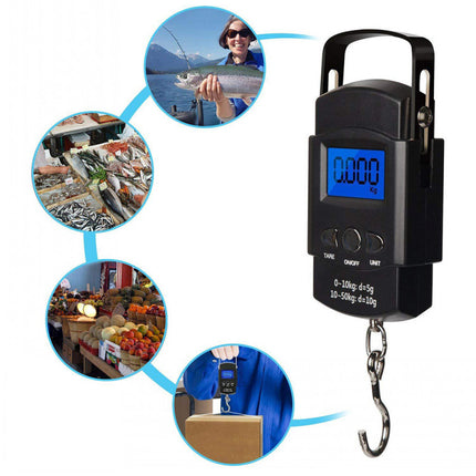Heavy-Duty Digital Hanging Scale (2-Pack) - 50kg Portable Luggage & Fishing Scale with Backlit LCD