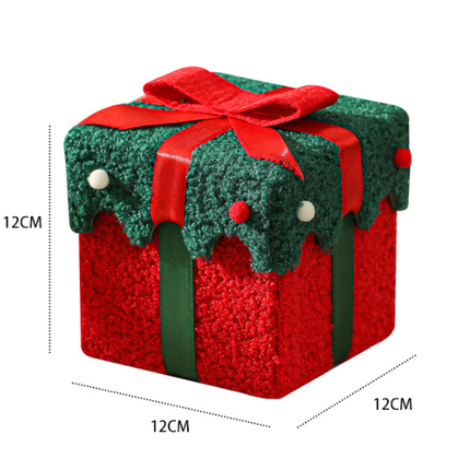 Green White Butterfly Knot Style Premium 2-Piece Christmas Apple Gift Box Set - High-End Thick Flannel Festive Candy & Present Boxes