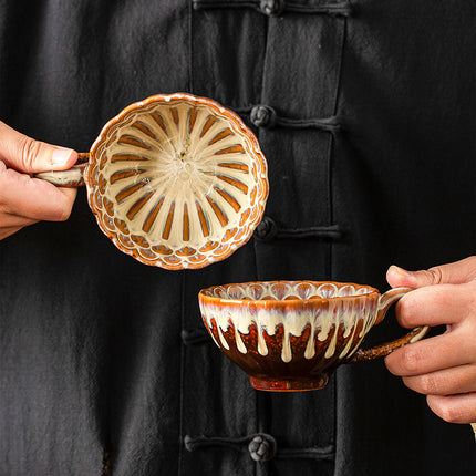 Beige-brown Creative Retro Kiln-Glazed Ceramic Cup - Exquisite Coffee & Afternoon Tea Mug, Home Milk Cup, Unique Gift