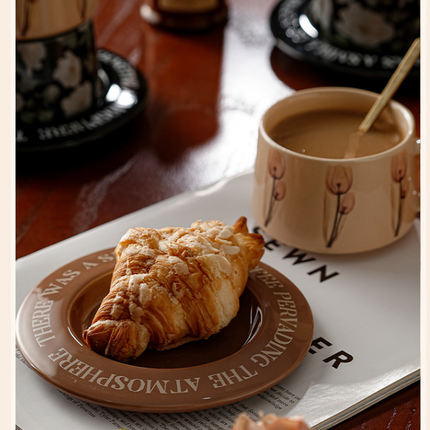 Brown Tulip Elegant Ceramic Coffee Cup & Saucer Set - Couples Gift Box, Premium Wedding & Bridesmaid Favor, High-End Exquisite Design