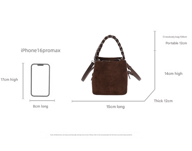 Brown Retro Maillard Brown Mini Bag - 2025 New Casual Versatile Women's Crossbody & Exquisite Braided Handle Bucket Bag (15x12x14 cm)
