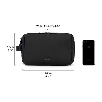 Black Large Capacity Travel Toiletry Bag - Splash-Proof Organizer for Men's Business Trips & Swimming (24x11.7x16 cm)