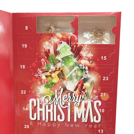 Santa Claus Edition Christmas Jewellery Advent Calendar 24 Day Countdown Blind Box Set Includes Earrings Rings Necklaces and Bracelets Festive Gift for Her