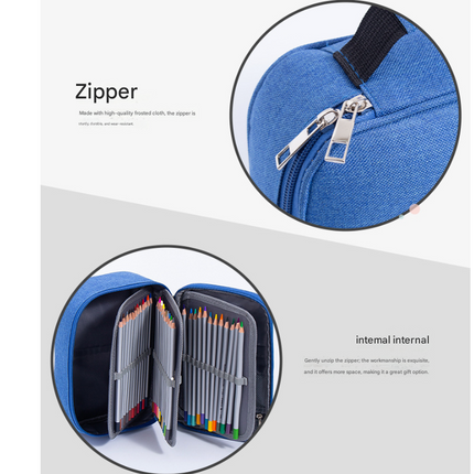 Grey Large Capacity 72-Slot Pencil Case - Multi-functional Oxford Cloth Storage for Students, Artists & Stationery (23x7x16 cm, 228g)