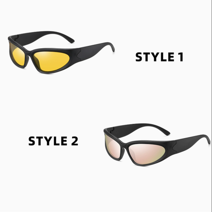 2 Pack Black-rimmed Night Vision Lenses + Pink Polarized Sports Sunglasses Men Small Frame Cycling Glasses Anti-Glare UV Protection Outdoor Eyewear Ideal for Driving and Running