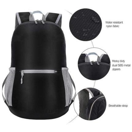 Grey Ultra Lightweight Foldable Backpack Packable Daypack Compact Travel Rucksack with Mesh Pockets Ideal for Outdoor Adventures