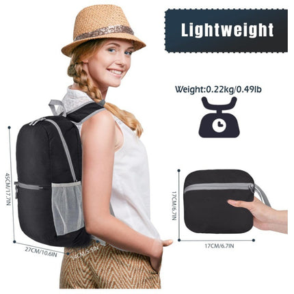 Grey Ultra Lightweight Foldable Backpack Packable Daypack Compact Travel Rucksack with Mesh Pockets Ideal for Outdoor Adventures