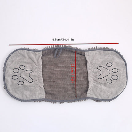 Grey Super Absorbent Pet Drying Towel with Hand Pockets Soft Chenille Microfiber Dog Bath Towel Quick Dry for Cats and Dogs after Grooming or Beach