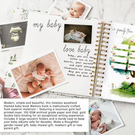 Bunny Printed Baby Memory Book with Gift Box Hardcover Milestone Journal Your First Years Story Cute Bunny Theme for Boys Girls Pregnancy to Toddler Keepsake