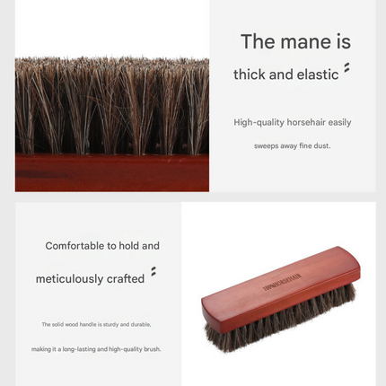 2 Pack Brown 18*5cm Premium Horsehair Shoe Brush Set Solid Wood Handle Soft Bristles Leather Care Kit for Polishing Boots Bags and Car Seats