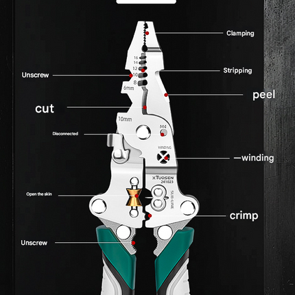 Multi-Function Wire Stripper and Crimper Pliers 210mm All-in-One Electrical Tool for Cutting Stripping and Winding - Ideal for Professional and DIY Use
