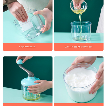 Green-blue Manual Hand-Crank Rotary Egg Beater and Cream Whisk - Large Capacity Baking Mixer for Australian Home Kitchens and Cake Making