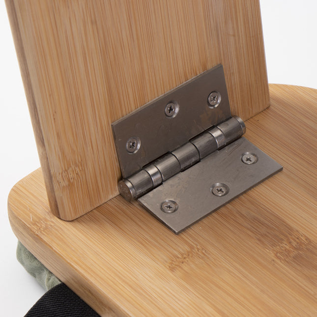 Green Foldable Wooden Meditation Stool with Padded Cushion 45x21cm – product detail