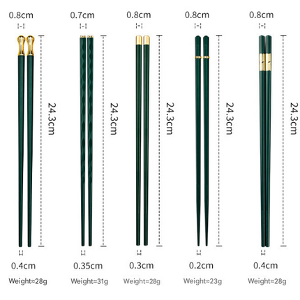 Two-piece Set Premium Alloy Chopsticks Set of 5 Pairs - 24.3cm Black and Gold Luxury Reusable Utensils for Modern Australian Dining